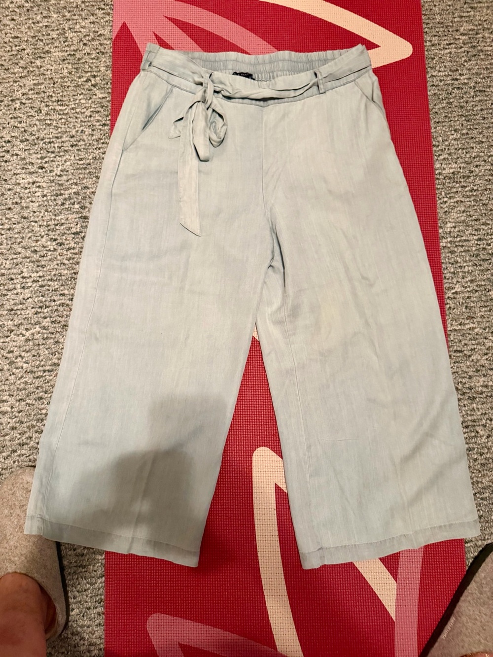 Zac & Rachel Pale Blue Tie-Waist Wide-Leg Bermudas